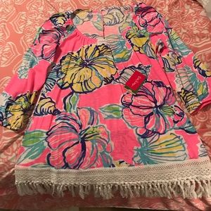 Lilly Pulitzer Quarter Sleeve Top with Tassels